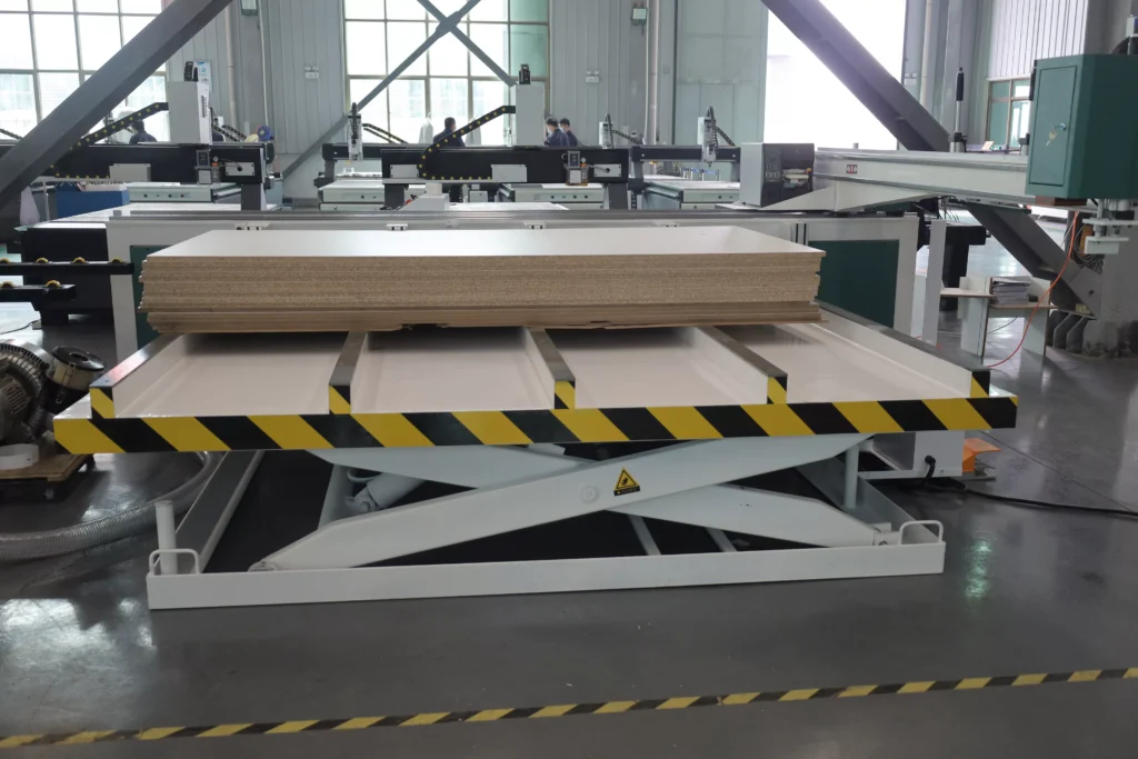 Panel furniture nesting cnc router machine with loading and unloading system